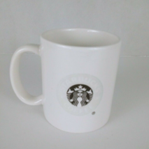 2004 Starbucks White Coffee Cup With Black Mermaid Logo &amp; White Outer Ring - £9.29 GBP