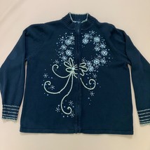 Kim Rogers Women&#39;s Christmas Cardigan Sweater Holiday Snowflake Embellis... - $18.81