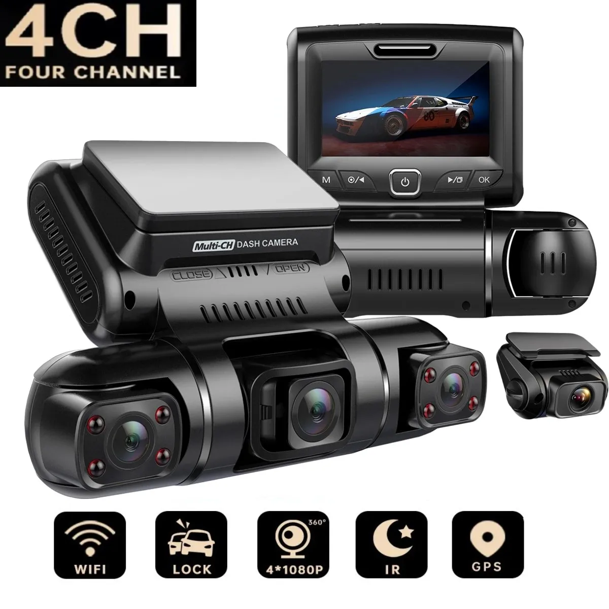 360° Mini Hidden Dash Cam 4 Lens Full HD For Car DVR 24H Parking Monitor Auto - £169.16 GBP+