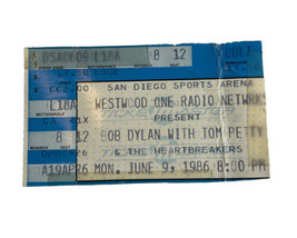 June 9, 1986 Bob Dylan Tom Petty San Diego Sports Arena Ticket Stub - $25.00