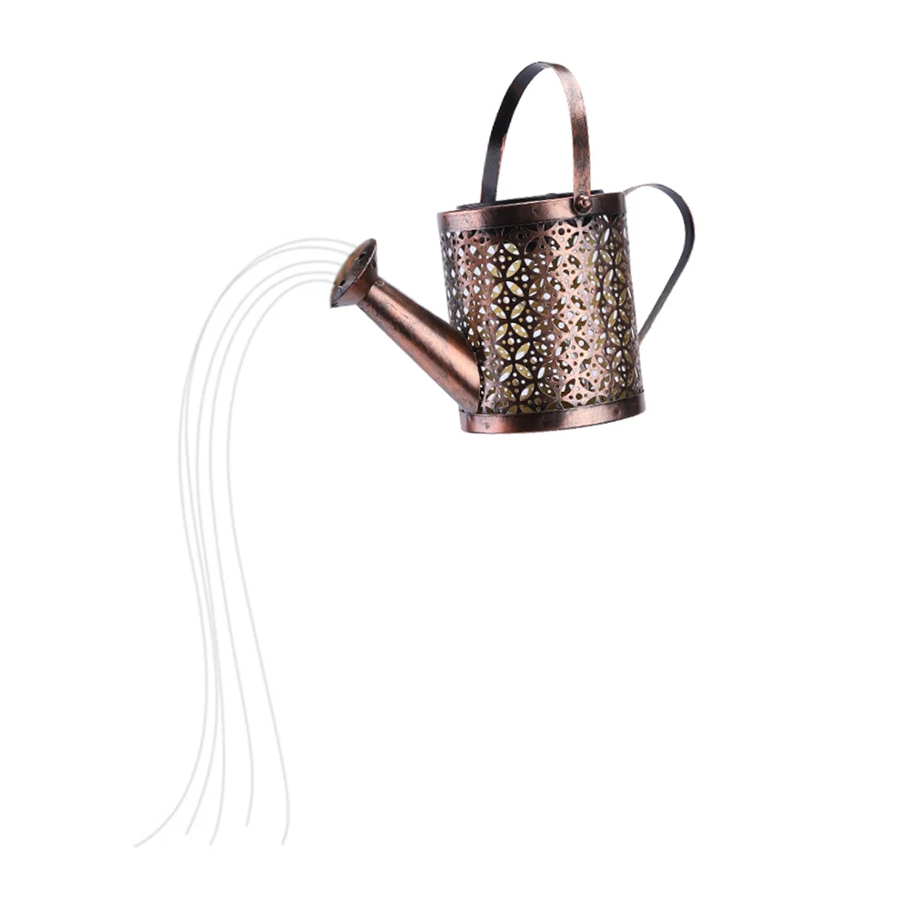 Led solar kettle light wrought iron hollow flower watering can fairy lamp decor thumb155 crop