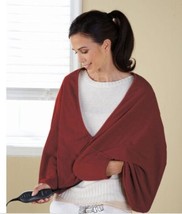 Sunbeam Premium Fleece Chill-Away Heated Electric Wrap Garnet Red Throw - $42.74