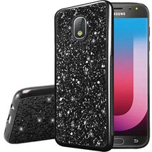 For Samsung J7 2018 Sparkle Glitter Bling Fused Hybrid Case BLACK - $5.86