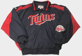 $55 Minnesota Twins Vintage 90s MLB Blue Red Therma Fleece Lined Zip Jacket L - $92.82