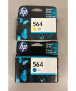 Lot of 2 Genuine OEM HP 564 Cyan &amp; Yellow Ink Cartridges / New - Exp 05/22+ - $13.54 CAD