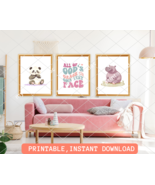 Printable Wall Art, set of 3,Nursery art,Watercolor Cute Animal Art,Toddler Room - £5.45 GBP