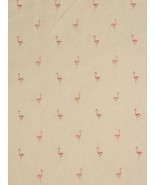 Ralph Lauren Queen Flat Sheet Pink Flamingos On White Cotton RARE - £50.07 GBP
