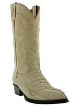 Mens Genuine Off-White Alligator Crocodile Leather Western Cowboy Boots J Toe - £179.04 GBP