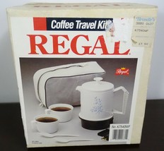 Regal  2-4 Cup Travel Coffee Kit Blue Flower SEALED BOX. NEW VINTAGE K7570 - £52.93 GBP