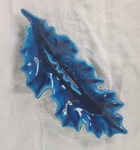 Vintage Ceramic Royal Blue Leaf Glazed Ashtray Marked California 261 10&quot; x 4&quot; - £18.34 GBP