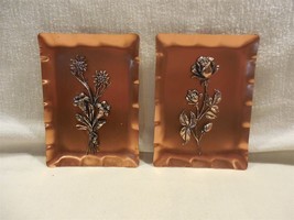 Vintage Western Germany Copper 3D Flower Wall Plaque Trays Set of 2 - £8.79 GBP