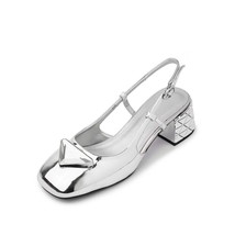 Silver Spring Retro Mary Jane Shoes Round Toe Thick Heel French High Heels Women - £95.94 GBP