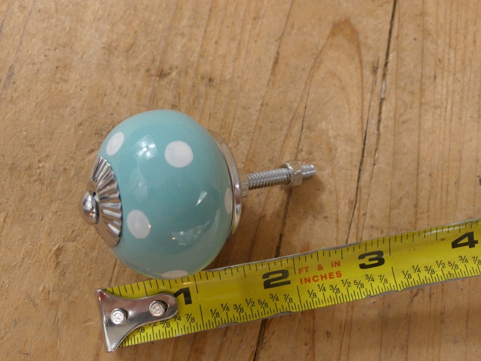 6 DRAWER PULLS KNOBS HANDLE CABINET DRESSER FUN LIGHT TURQUISE BLUE POLKA DOT Item image 9