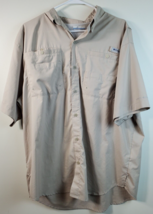 Columbia PFG Shirt Size L Men&#39;s Omni-Shade Beige Collared Short Sleeve Button-Up - £10.79 GBP