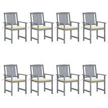  Garden Chair Set of 8 Grey Solid acacia wood, 100% polyester - $15,937.20 MXN
