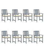  Garden Chair Set of 8 Grey Solid acacia wood, 100% polyester - $16,148.96 MXN