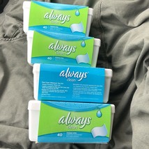 (4) Always Clean Feminine Wipes Tub 40 Count Each Bundle Of 4 Containers - £69.91 GBP