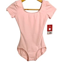 Capezio Adult Leotard Pink Short Sleeve Front Lined Scoop Neck Dance XS ... - £15.81 GBP