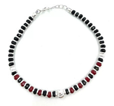 925 Sterlingsilber rot &amp; schwarz Nazariya Armband verstellbare Größe... - $24.33