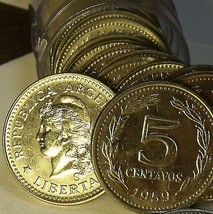 Gem Unc Roll (50) Argentina 1959 5 Centavos~Liberty Cap - £31.24 GBP