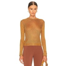 Free People H20 Crew Pullover Sweater Sheer Lightweight Tigers Eye Brown M - $30.83