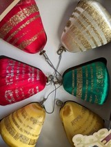  Pyramid Satin Sheen Bells Ornaments Christmas Multi  Glitter MCM - $16.99