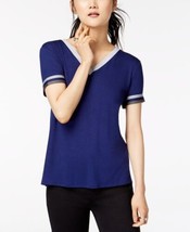 Hippie Rose Juniors Football Stripe T-Shirt Color Blue Stripe Size Small - £13.99 GBP