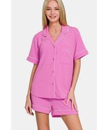 Zenana Button Down Short Sleeve Top and Shorts Lounge Set - €34,30 EUR Zenana Button Down Short Sleeve Top and Shorts Lounge Set - €34,30 EUR