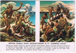 New York Postcard Massena St Lawrence Power Project Benton Murals Jacque... - $2.76