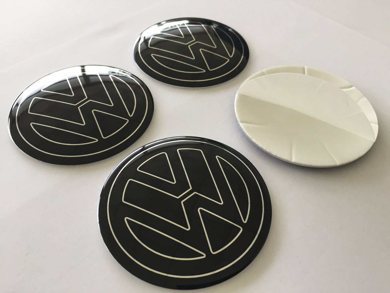 78mm (3.07")  - Set of 4x Metal stickers car wheel center cap DOMED VW 29