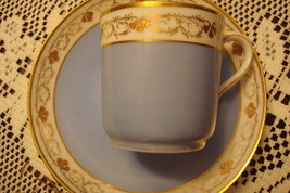 HEINRICH &amp; CO, Germany, - c1910s, coffee cup/ saucer light blue with gol... - £42.83 GBP