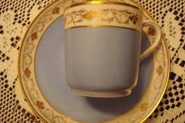 HEINRICH &amp; CO, Germany, - c1910s, coffee cup/ saucer light blue with gol... - £43.53 GBP