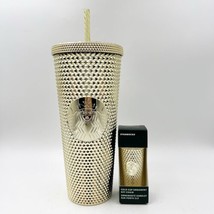 Starbucks Christmas 2022 Gold Bling Venti Studded Tumbler 24oz And Ornament - £62.92 GBP