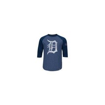 Majestic Athlétique Jeunesse Detroit Tigres 3/4-Sleeve T-Shirt Bleu Marine M - £12.63 GBP