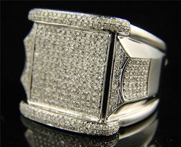 2.31ct Round Cut Sim Diamond 14k White Gold Finish Engagement Men&#39;s Ring - £104.88 GBP