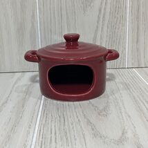 Red Dutch oven kitchen ceramic sponge scrubby holder New - $16.62