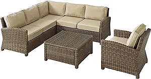 Crosley Furniture KO70021WB-SA Bradenton Outdoor Wicker 5-Piece Sectiona... - $3,342.99