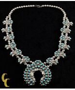 Navajo Turquoise Cluster &amp; Sterling Silver Naja Necklace - $34,522.94 MXN
