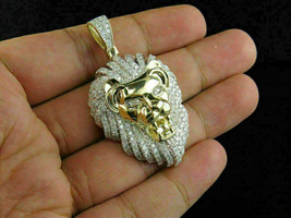 2.00 Ct Round Cut Diamond Lion Head Shape Pendant For Men&#39;s 14k Yellow Gold Over - £207.65 GBP