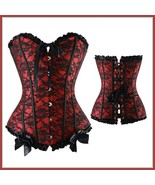 Jezebel Corset Red / Black Floral Lace Strapless Burlesque Back Laces Up... - £38.32 GBP