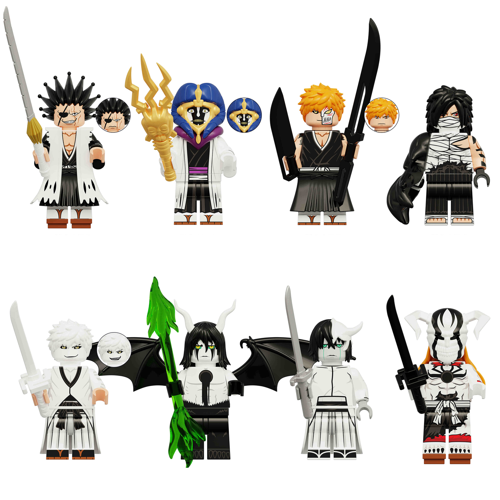 Bleach Anime Kurotsuchi Mayuri Ulquiorra Zangetsu 8pcs Minifigures Building Toy