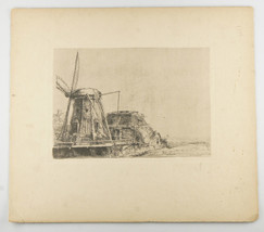 &quot;The Windmill&quot; By Rembrandt Restrike Etching Signed in Plate 6&quot;x8&quot; - £780.63 GBP