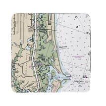 Betsy Drake Sunset Beach, NC Nautical Map Coaster Set of 4 - £27.92 GBP