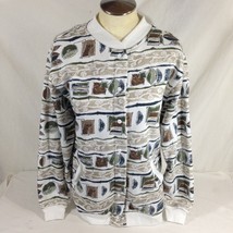 Blair Womens White Snap Button Down Sweater Fall Accents Sz Small - £7.78 GBP