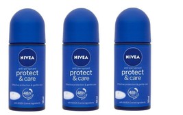 3x Nivea Protect &amp; Care Anti-perspirant Deodorant Roll On for Women (Pack of 3) - £26.37 GBP