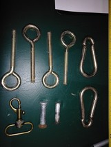 7HHH30 Assorted Hardware: Eyebolts, Clevis Pins, Carabiners, Good Condition - £4.70 GBP