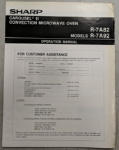 Sharpe Carousel II Convection Microwave Oven Operation Manual Model R7A82 R7A92 - $9.89