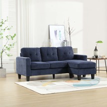 Velvet Sectional Couch, L-Shaped Sofa w/ Ottoman (Apartment Size) - £246.06 GBP