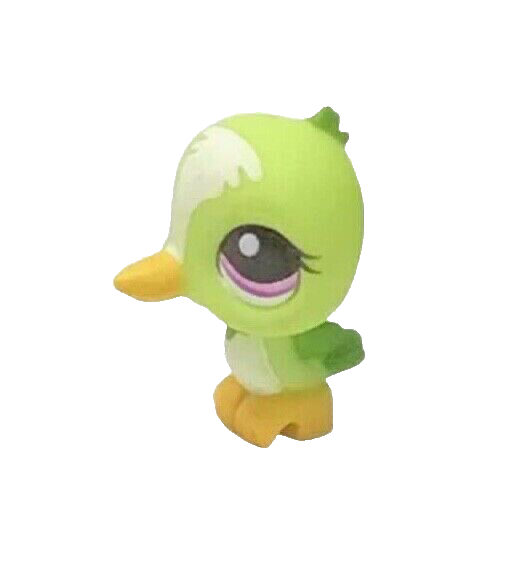 LPS Little Pet Shop Bird Green White Purple Large Eyes Genuine Plastic Toy - $8.42