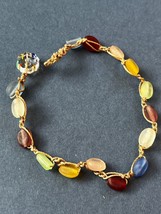 Tan Cord w Colorful Frosted Oval Plastic Bead Hippie Bracelet or Anklet – 8 inch - £10.32 GBP